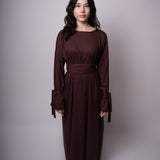 ROBE EN LIN CINTRÉE MARRON