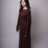 ROBE EN LIN CINTRÉE MARRON