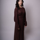 ROBE EN LIN CINTRÉE MARRON