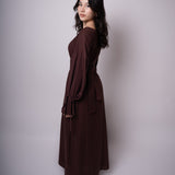 ROBE EN LIN CINTRÉE MARRON