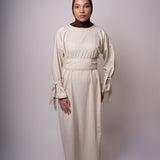 ROBE EN LIN CINTRÉE ECRU