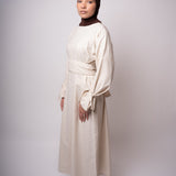 ROBE EN LIN CINTRÉE ECRU